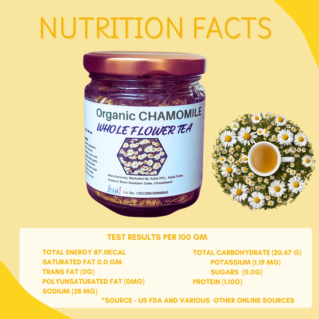 Premium Chamomile Elixir: Whole Flower Infusion for Wellness | Caffeine-free Chamomile tea for Relaxation, Natural sleep aid, menstrual cramps and overall wellness - Pure Chamomile Flowers - 18 Gram