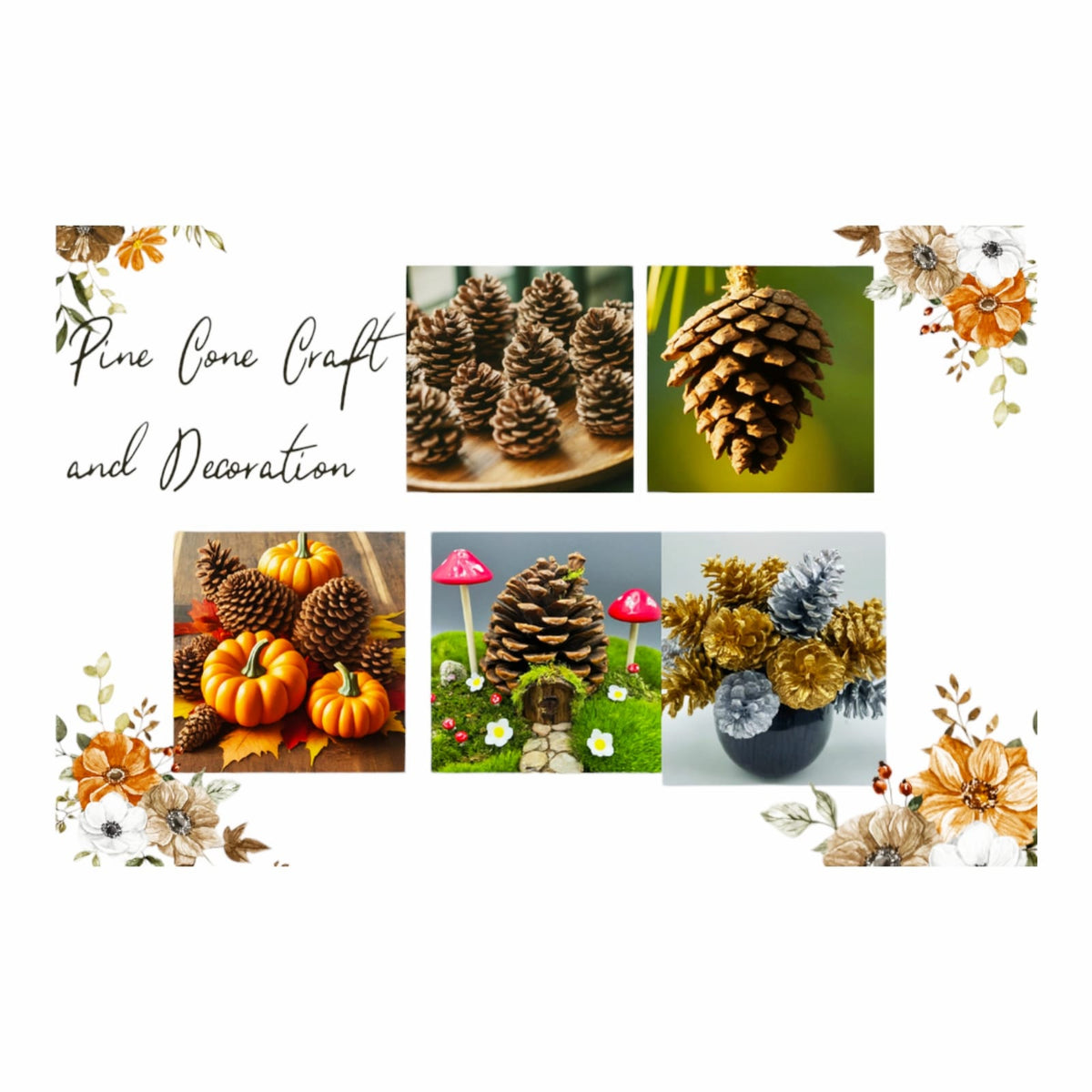 Pine cones set (Set of 5 cones ) : Nature's timeless beauty for your home and garden