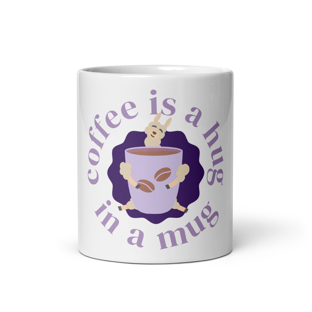 "Coffee is a Hug in a Mug" Llama Ceramic Mug