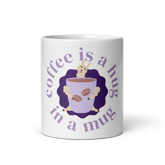 "Coffee is a Hug in a Mug" Llama Ceramic Mug